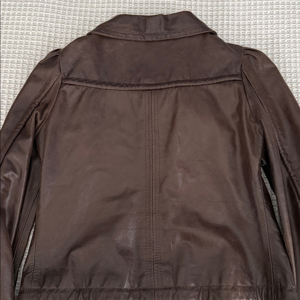 Doma Brown Leather Bomber Jacket - Picture 3 of 6